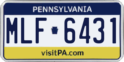 PA license plate MLF6431