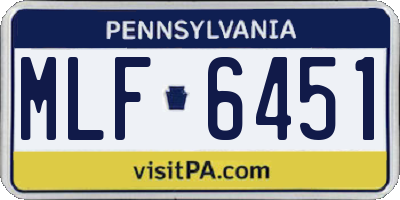 PA license plate MLF6451