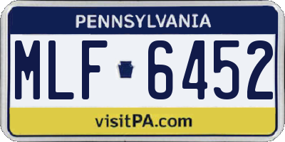 PA license plate MLF6452