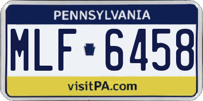 PA license plate MLF6458