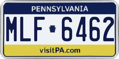 PA license plate MLF6462
