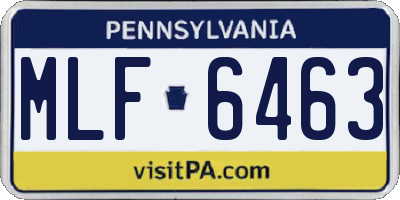 PA license plate MLF6463