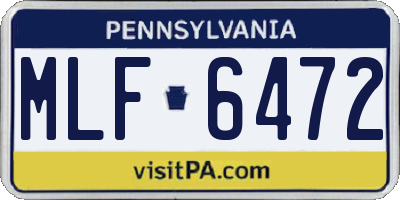 PA license plate MLF6472
