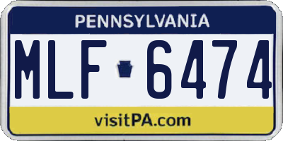PA license plate MLF6474