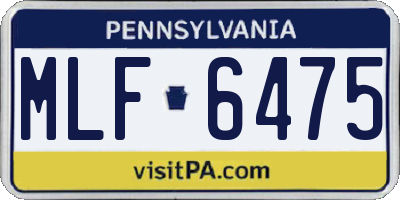 PA license plate MLF6475