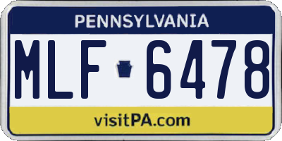 PA license plate MLF6478