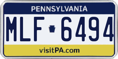 PA license plate MLF6494