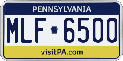 PA license plate MLF6500