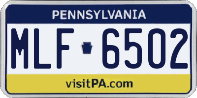 PA license plate MLF6502