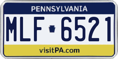 PA license plate MLF6521