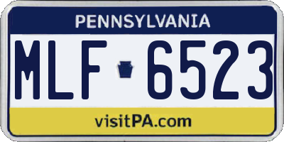 PA license plate MLF6523