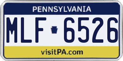 PA license plate MLF6526