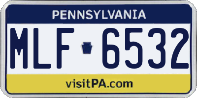 PA license plate MLF6532
