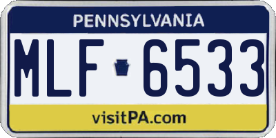 PA license plate MLF6533