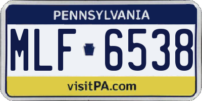 PA license plate MLF6538