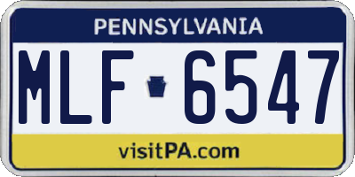 PA license plate MLF6547