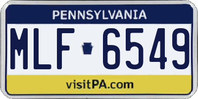 PA license plate MLF6549