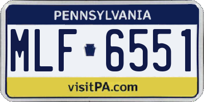 PA license plate MLF6551