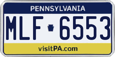 PA license plate MLF6553