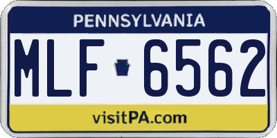 PA license plate MLF6562