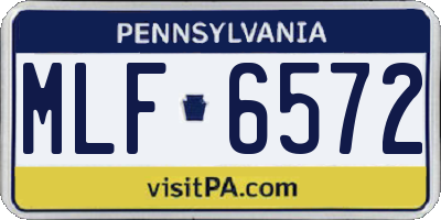 PA license plate MLF6572