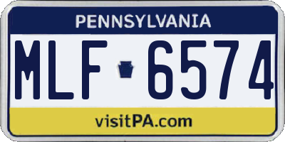 PA license plate MLF6574