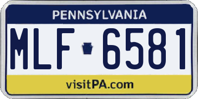 PA license plate MLF6581