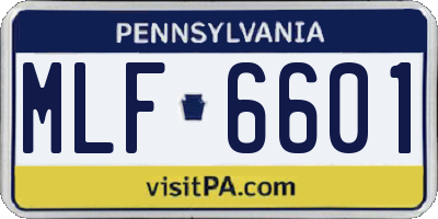 PA license plate MLF6601