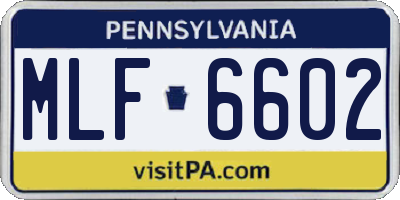 PA license plate MLF6602