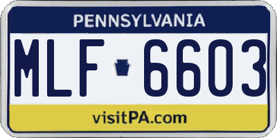 PA license plate MLF6603