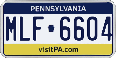 PA license plate MLF6604