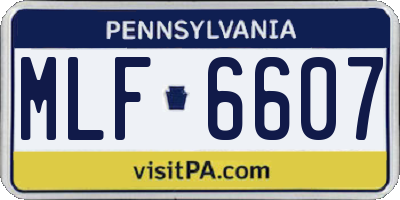 PA license plate MLF6607
