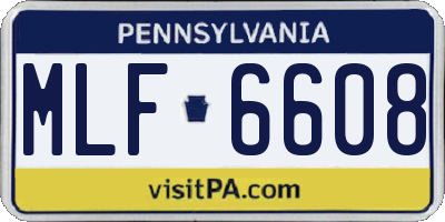 PA license plate MLF6608
