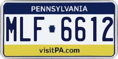 PA license plate MLF6612