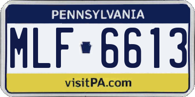 PA license plate MLF6613