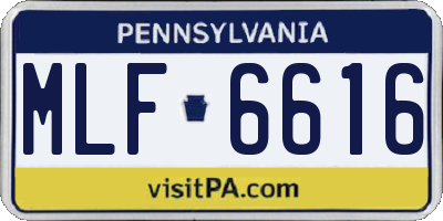 PA license plate MLF6616