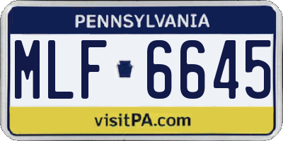 PA license plate MLF6645