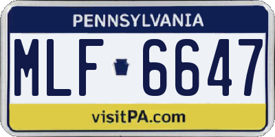 PA license plate MLF6647