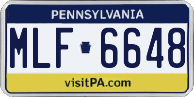 PA license plate MLF6648