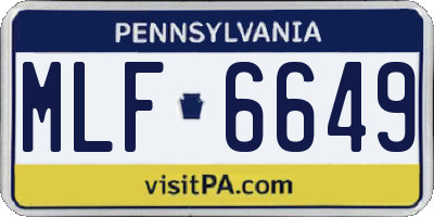 PA license plate MLF6649