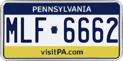 PA license plate MLF6662