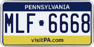 PA license plate MLF6668