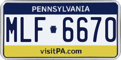 PA license plate MLF6670