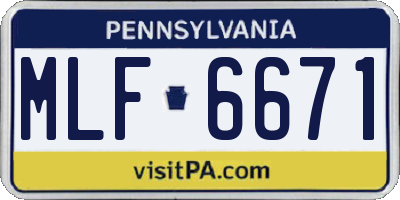 PA license plate MLF6671