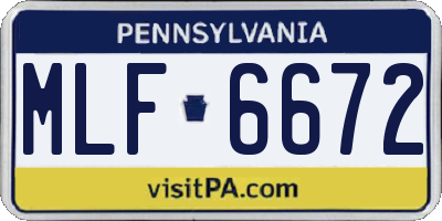 PA license plate MLF6672