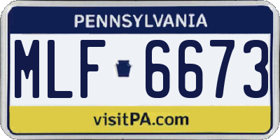 PA license plate MLF6673