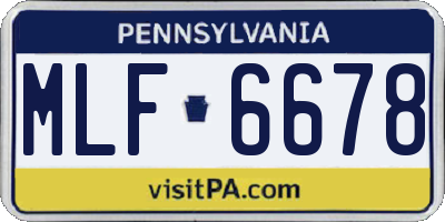 PA license plate MLF6678