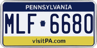 PA license plate MLF6680