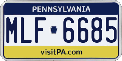 PA license plate MLF6685