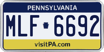 PA license plate MLF6692